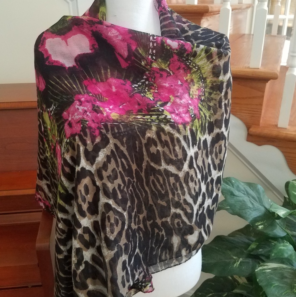 Charlotte Russe floral and animal print scarf